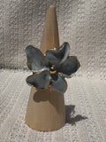 Gold trimmed enamel flower ring