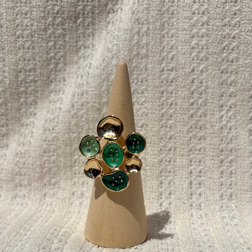 Turquoise button ring