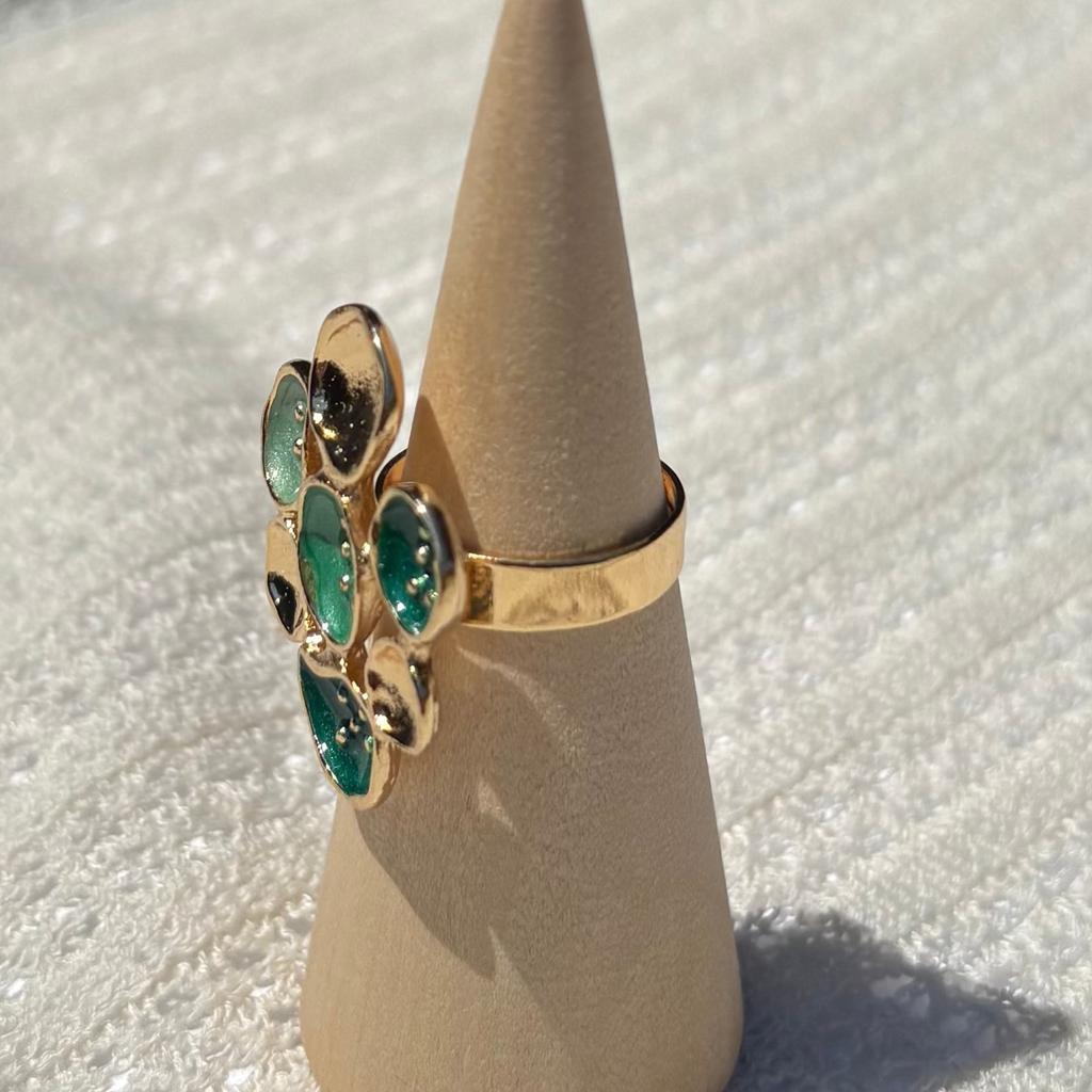 Turquoise button ring