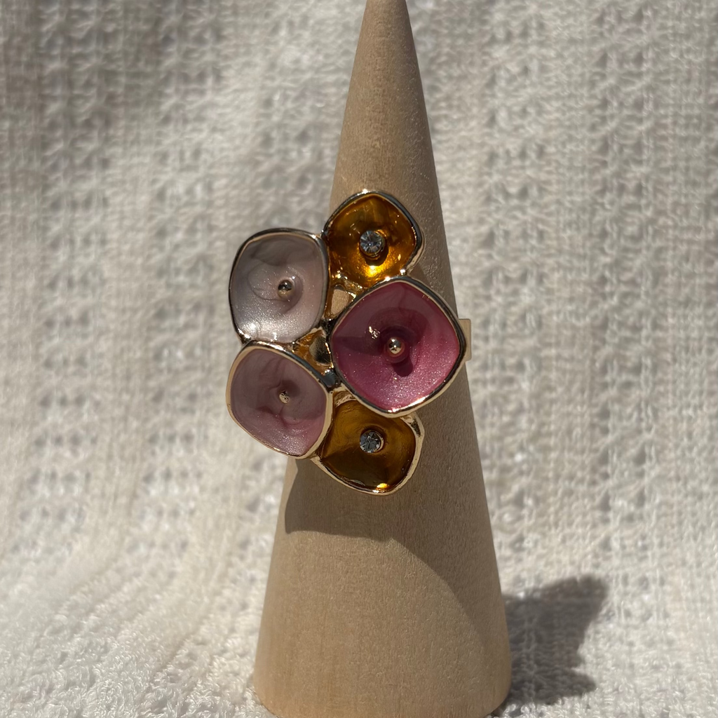 Rose gold button ring