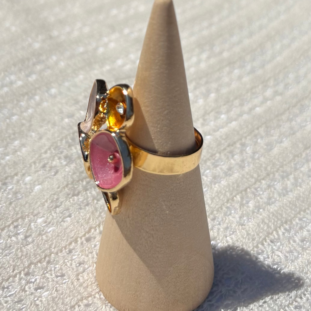 Rose gold button ring