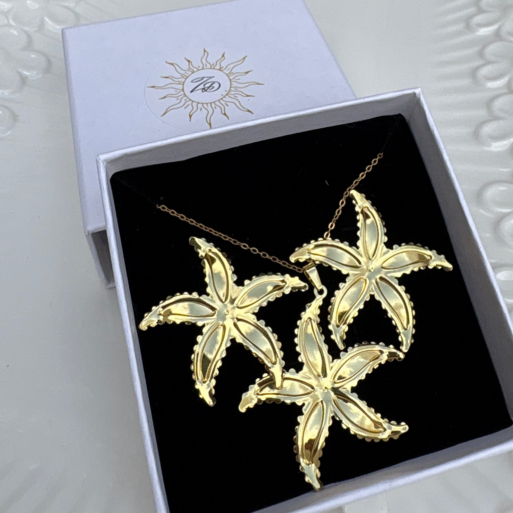 Spiked wildflower necklace and earrings set