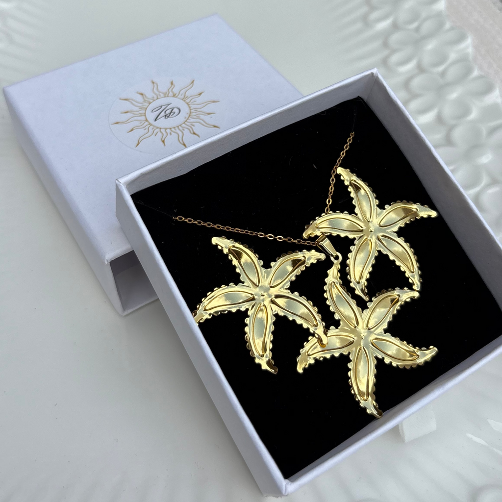 Spiked wildflower necklace and earrings set