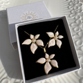 Opaline flower necklace and earrings set