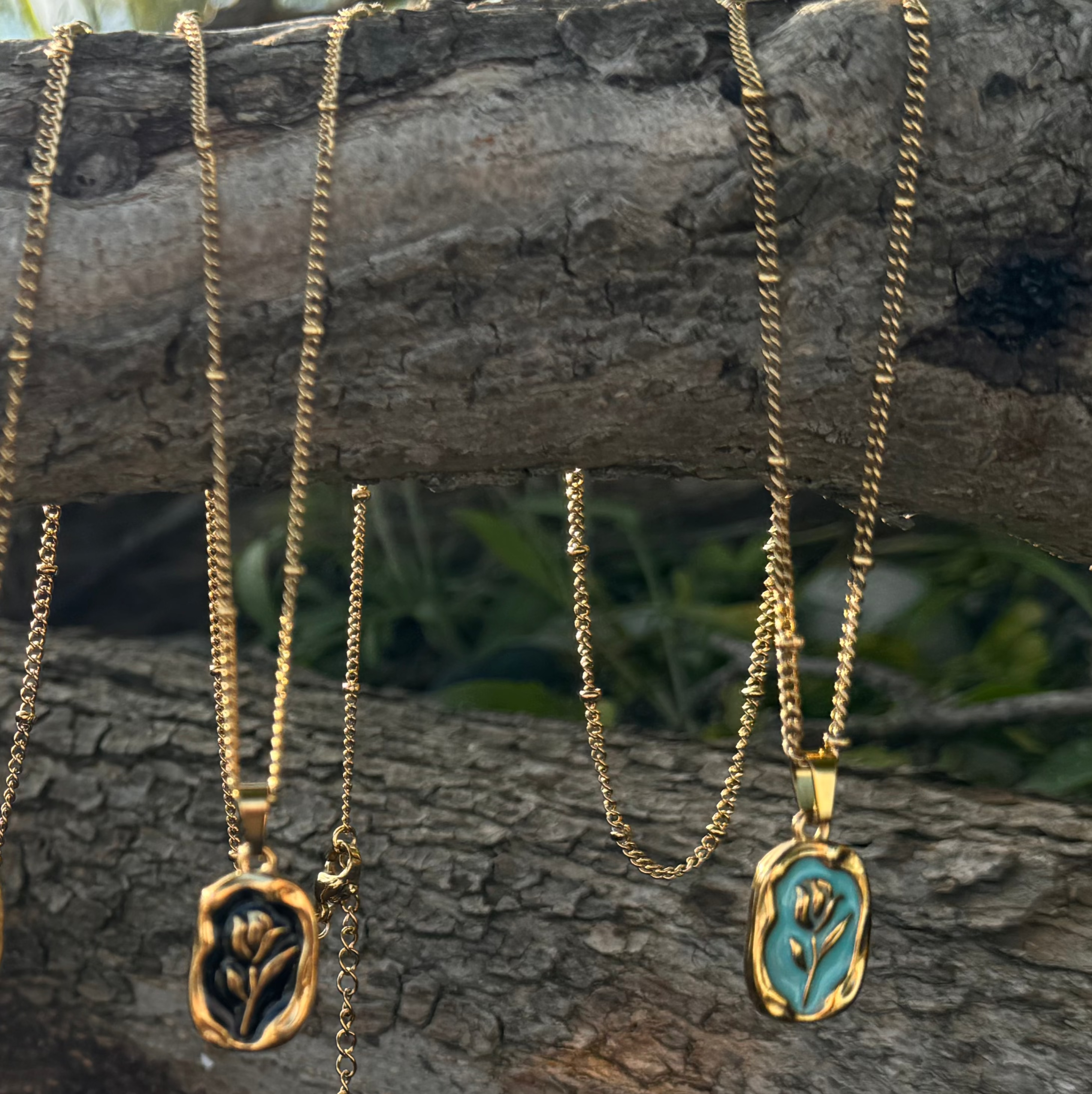 floral stamp pendant necklace