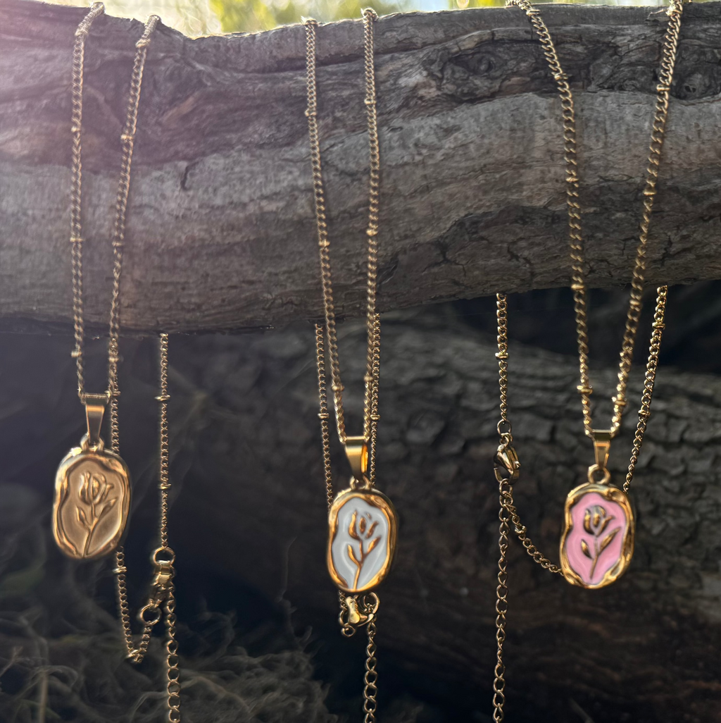 floral stamp pendant necklace