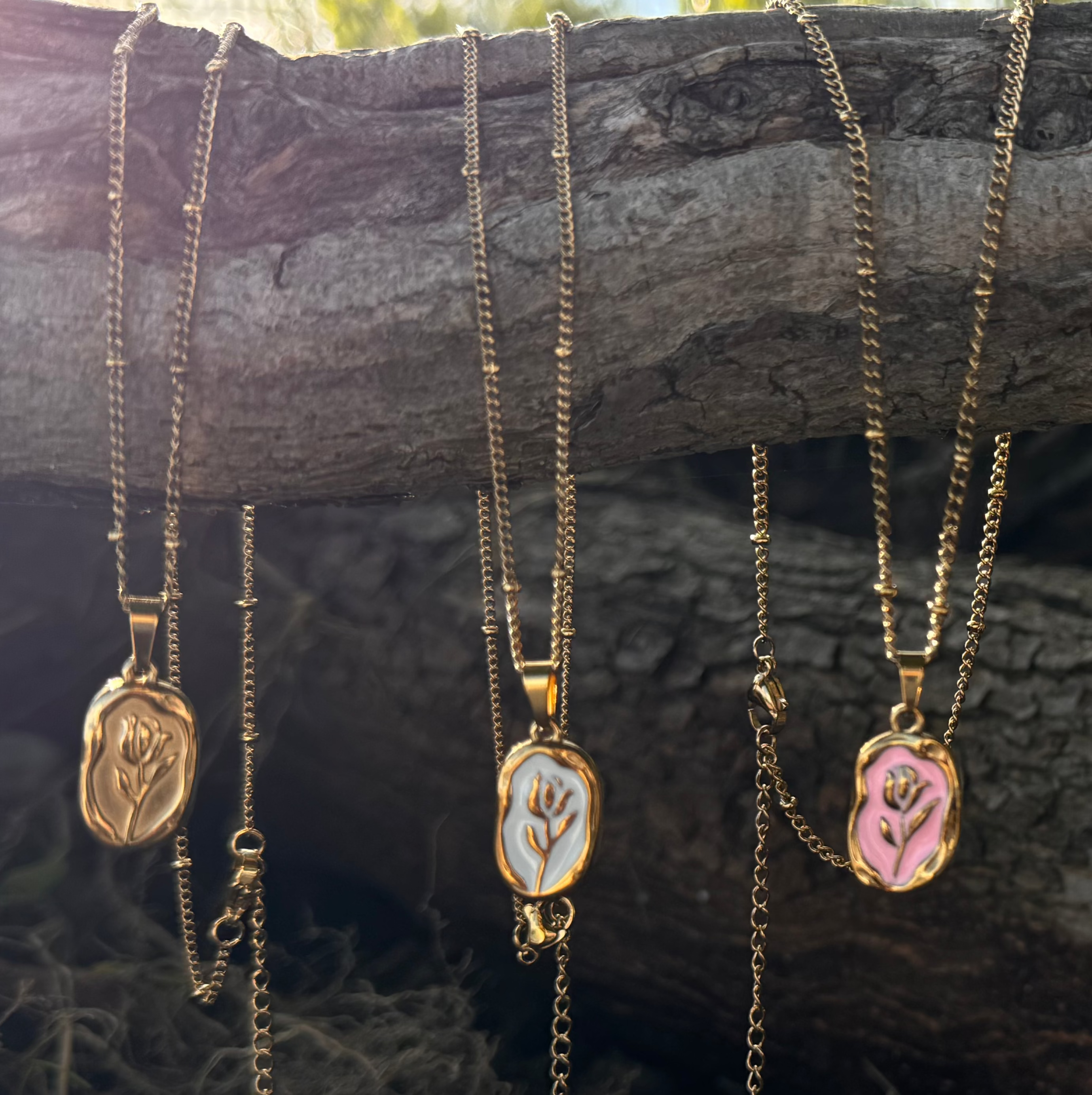 floral stamp pendant necklace