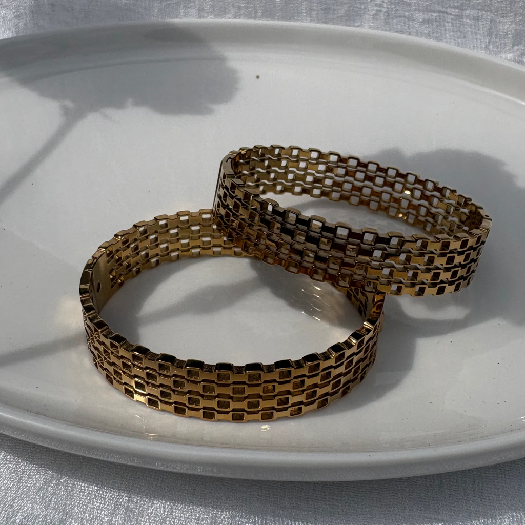 Brass grid bracelet