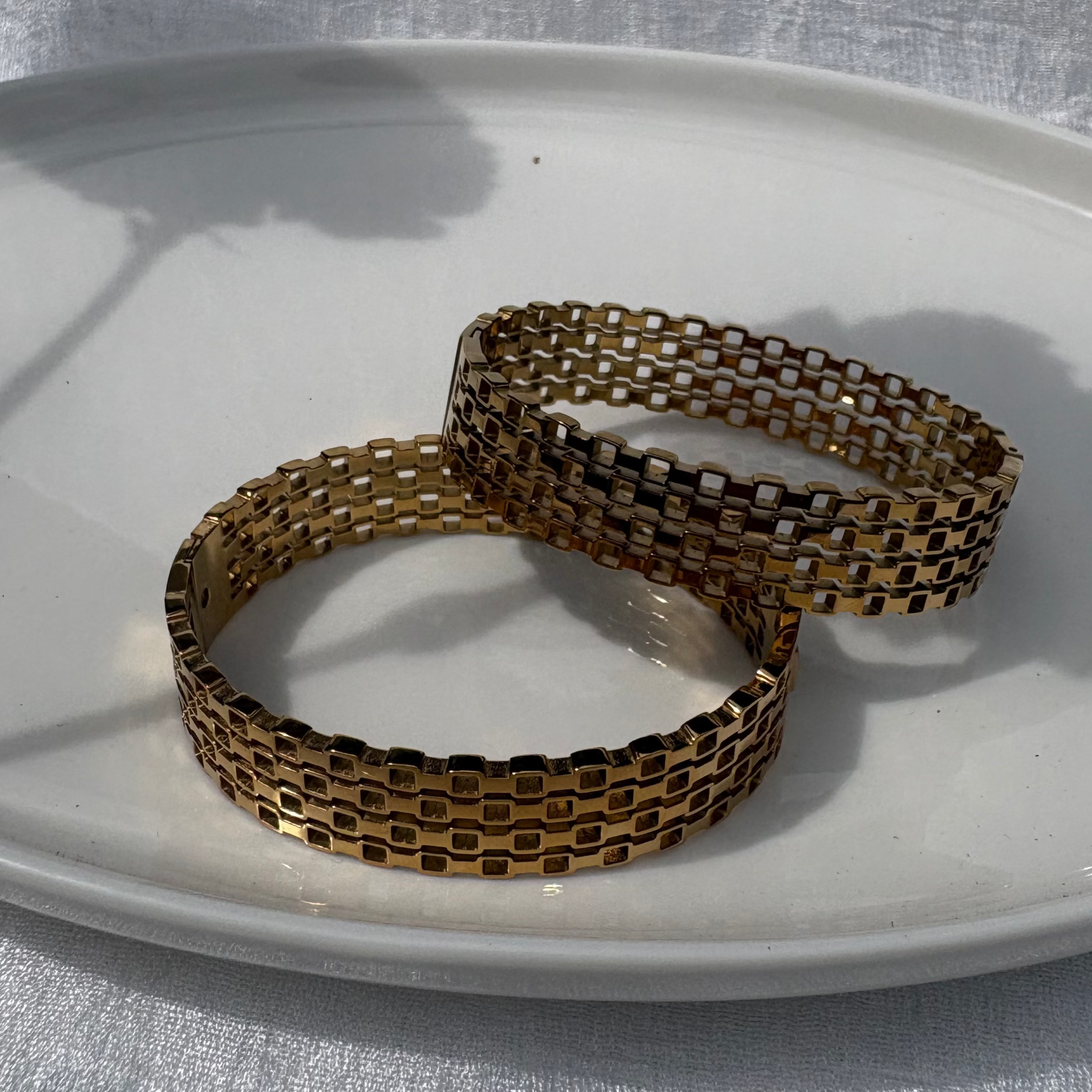 Brass grid bracelet